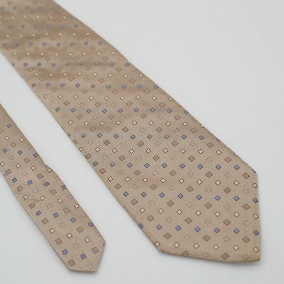 Apt. 9 Tan Blue Geometric Print‎ Silk Tie - Picture 1 of 6